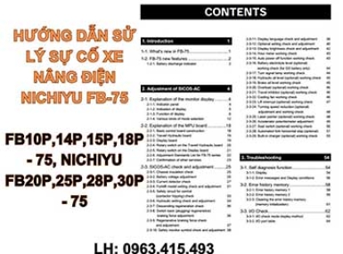 KHẮC PHỤC SỰ CỐ XE NÂNG ĐIỆN NICHIYU FB10P,14P,15P,18P - 75, NICHIYU FB20P,25P,28P,30P - 75 (Troubleshooting manual)  - 0963415493